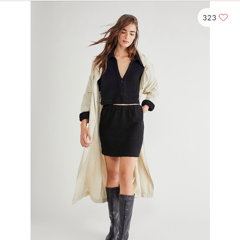 Free people ready to go top with bell sleeves cropped waffle knit sweater